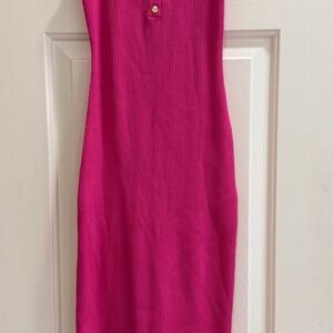 VICI Sleeveless Ribbed Bodycon Dress in Hot Pink